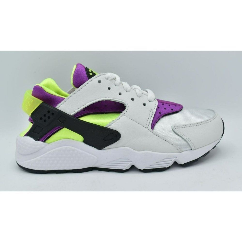 Nike Women Sz 7 Air Huarache White Magenta Neon Yellow Shoes Sneakers DH4439-101
